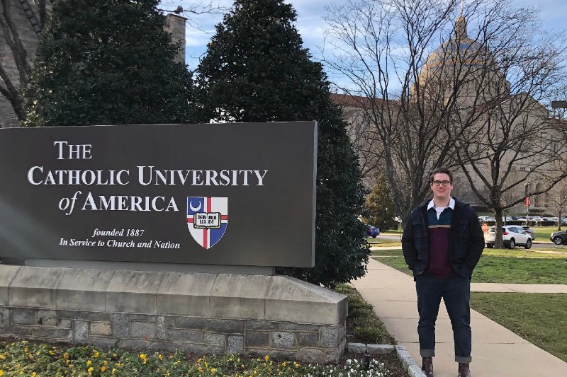 Connor James on campus