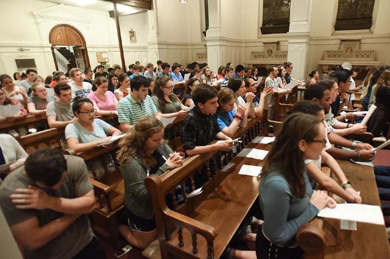 Students in Caldwell Chapel