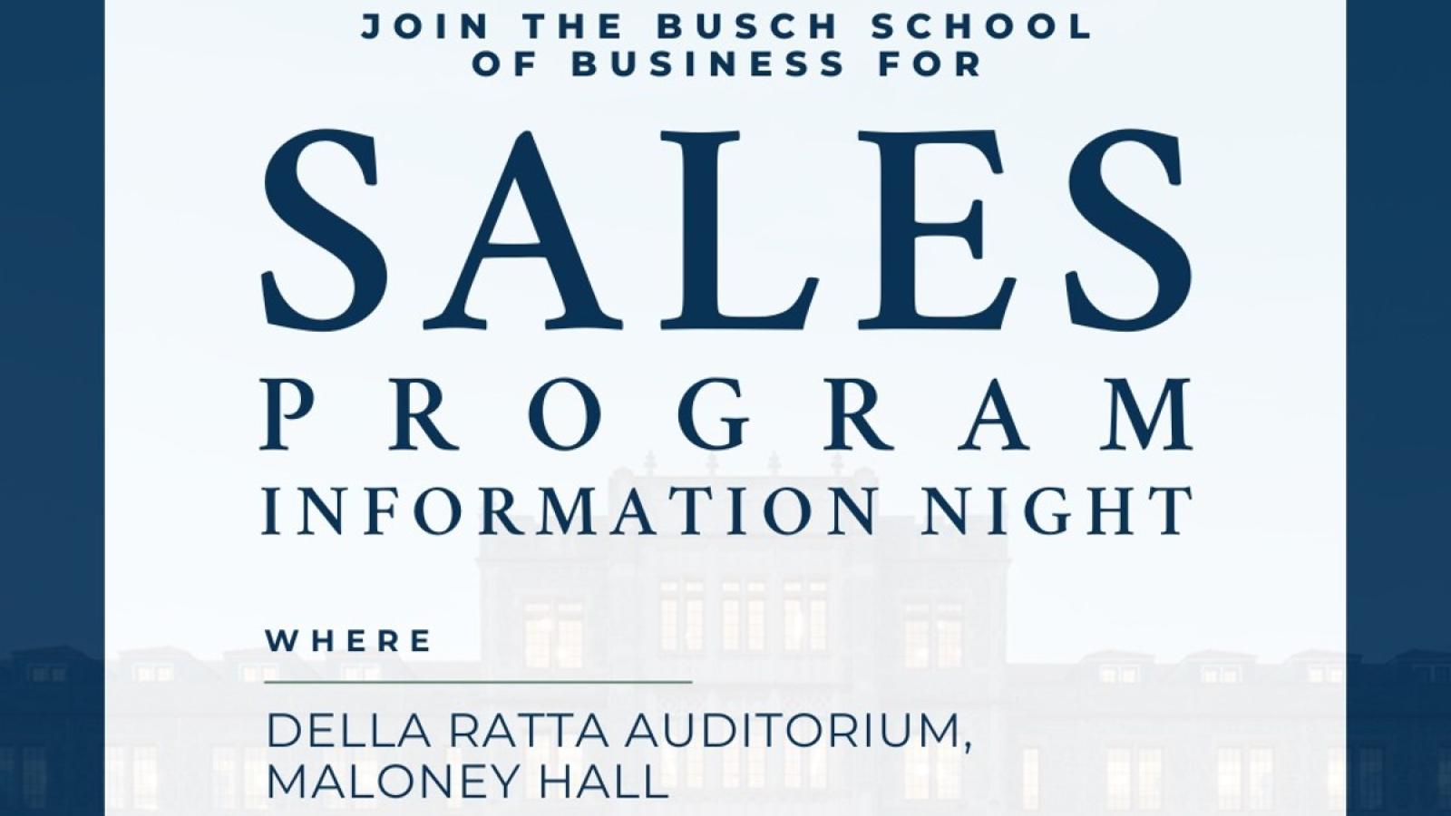 Join us on Monday, September 16th from 6:30 pm-7:30 pm in Della Ratta Auditorium to hear from Sales Program Faculty, Staff, and Student Ambassadors about the Catholic University Sales Program.