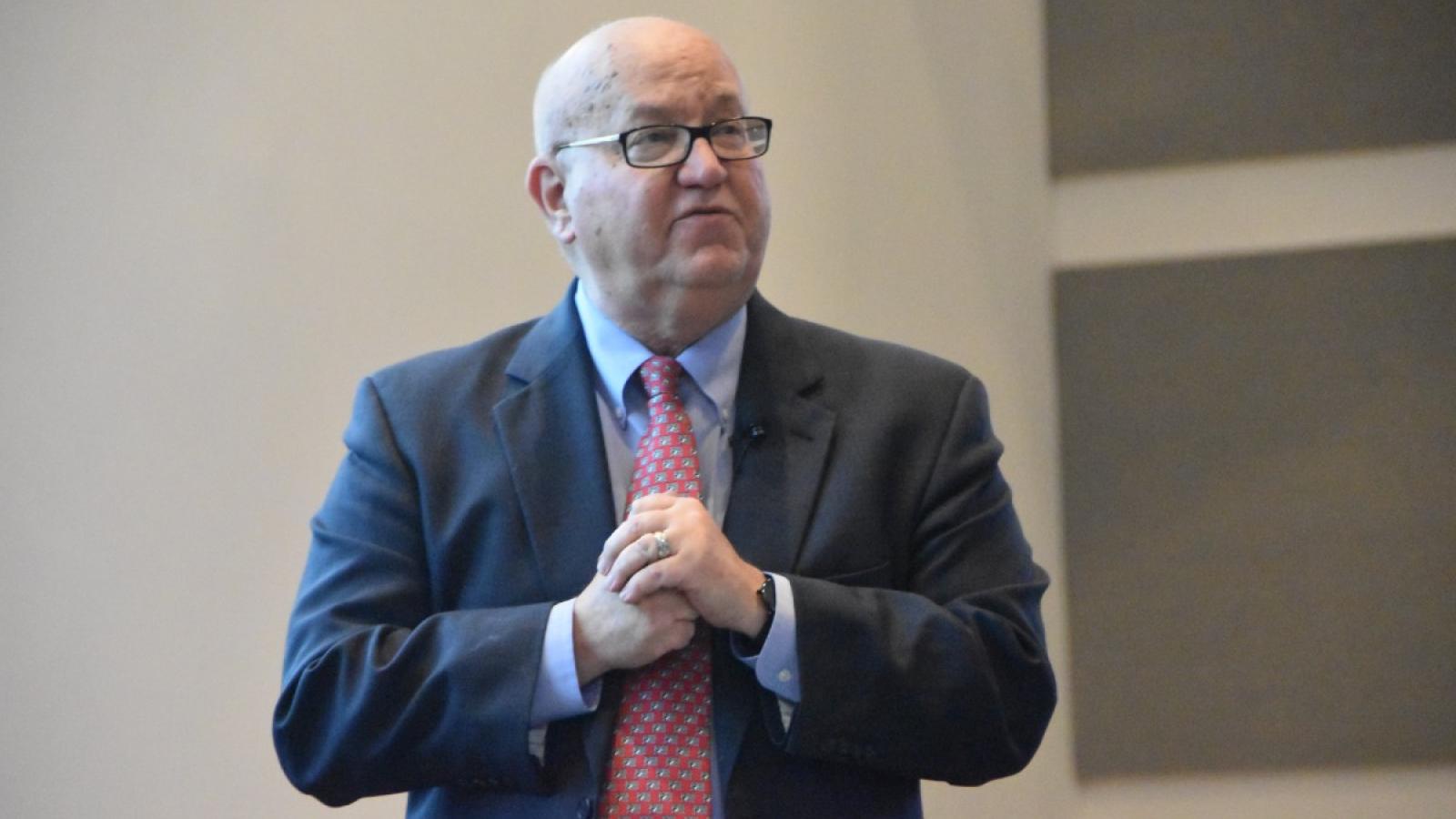 Vice President of Coca-Cola Consolidated, Mark Whitacre, came to a packed Maloney Hall to give a guest CEO lecture.
