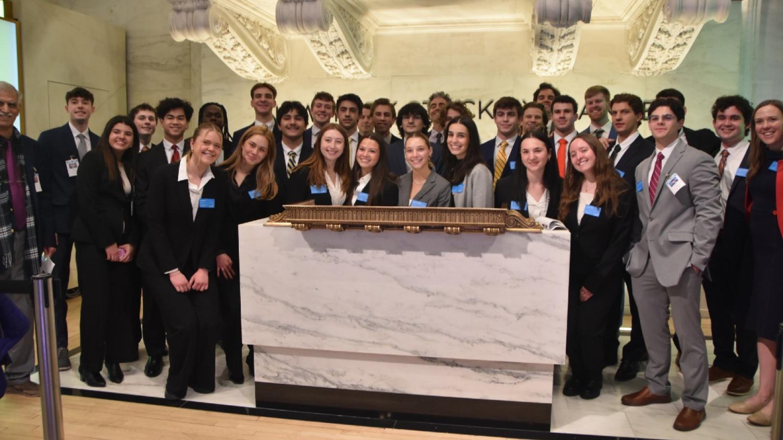 Busch School Finance and Accounting students recently visited Wall street for the annual trip, hearing from accomplished alumni and Busch School connections at multiple banks and the NYSE.