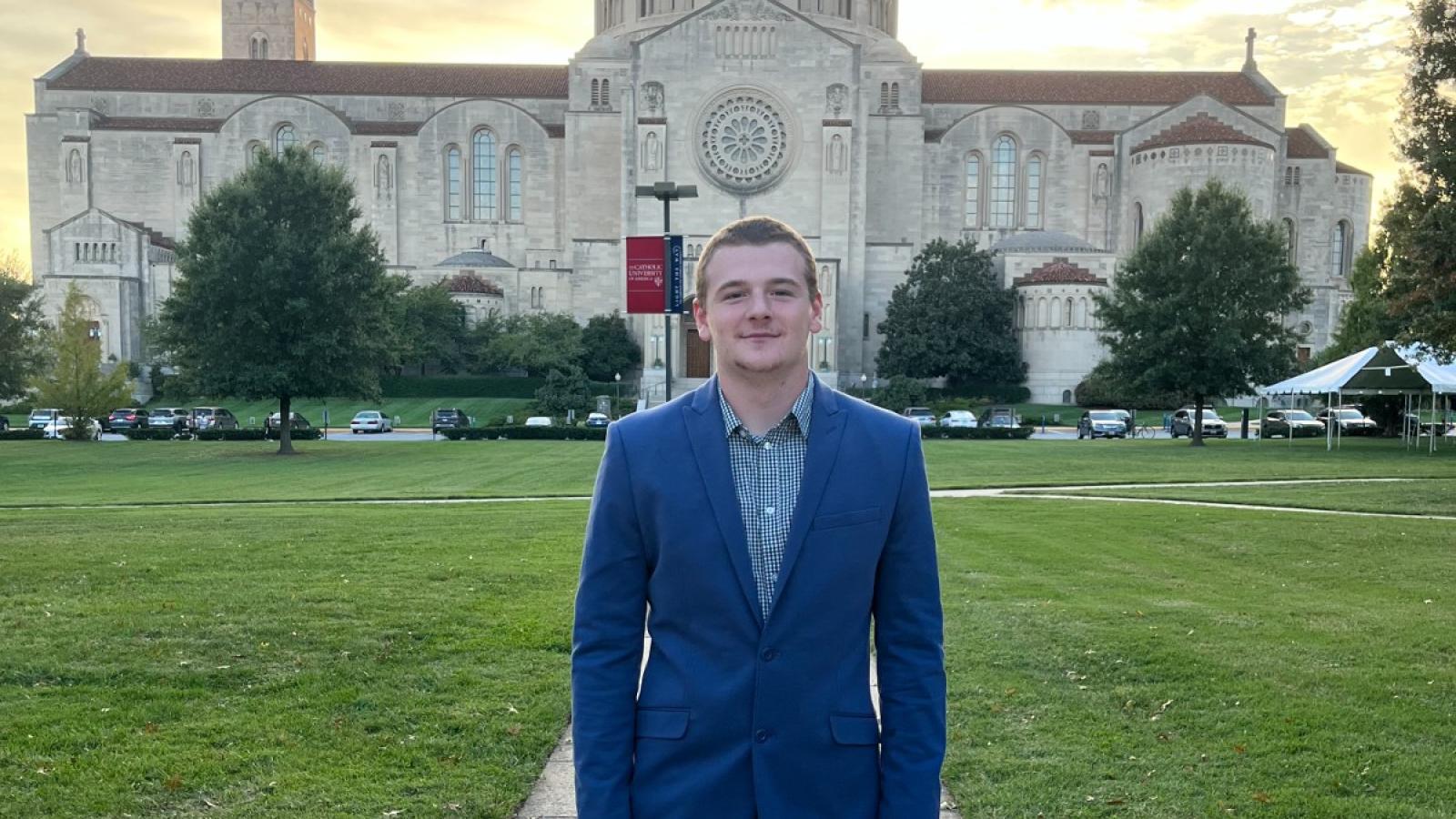 Jake Melady, Catholic U '24, is a marketing and sales student from Schnecksville, Pennsylvania. He accepted a Business Development Representative role at TEKsystems.