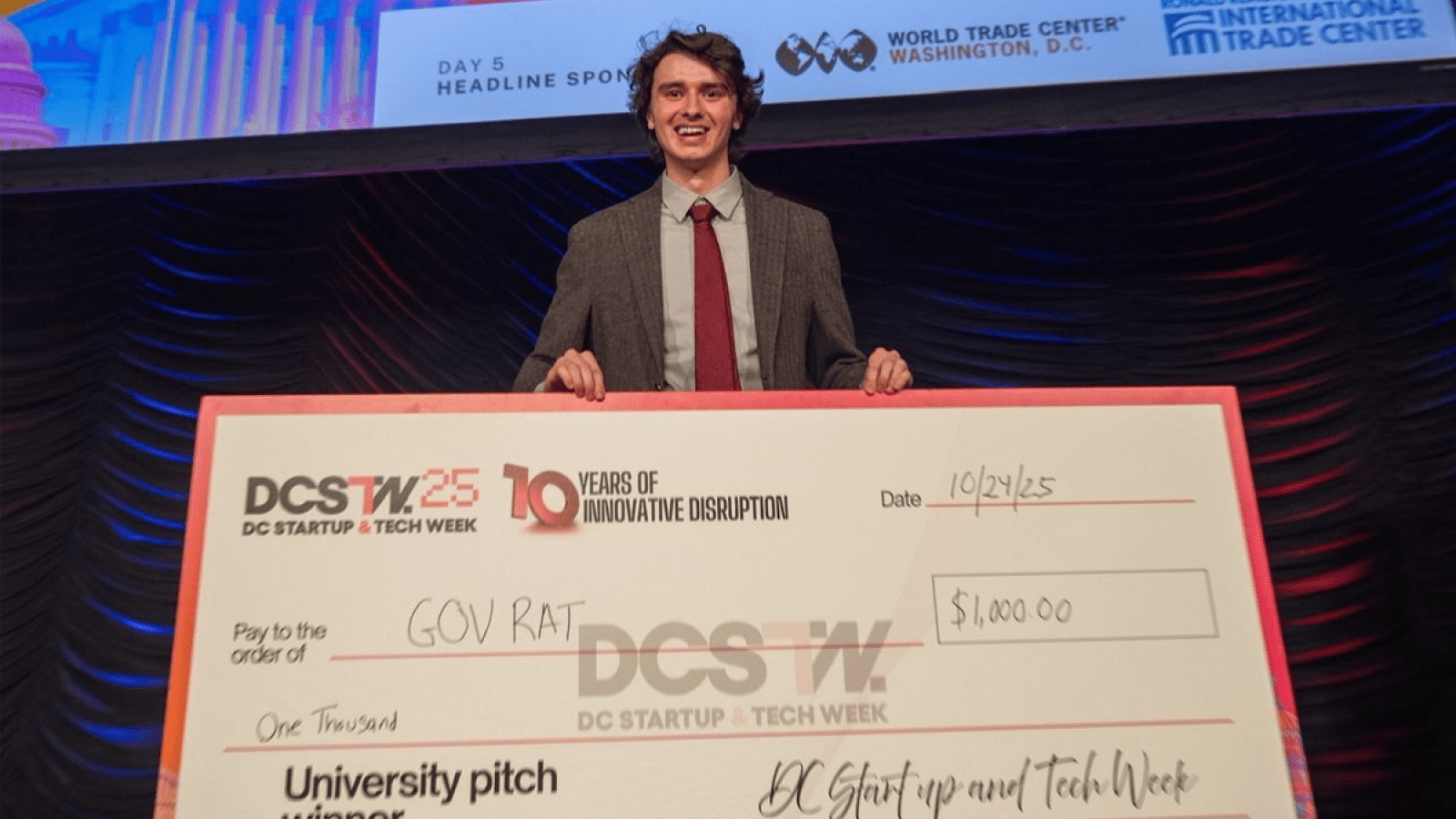 CatholicU student Luke Gilfillan advances to the finals of the DMV Universities Pitch Competition at DC Startup &amp; Tech Week.