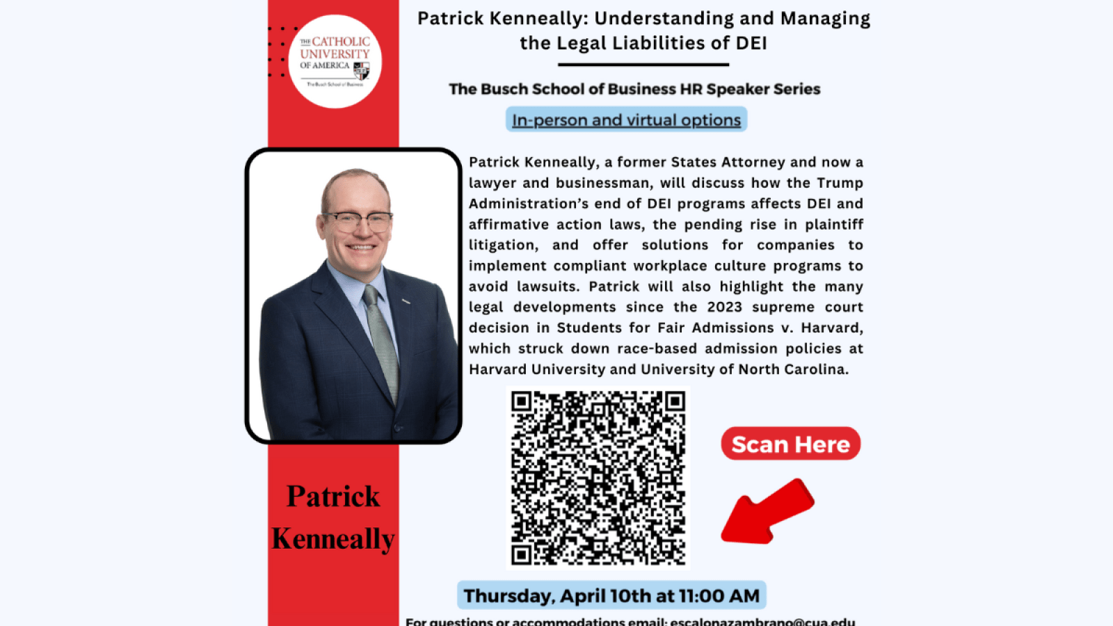 Please join us for another installation of our Busch School of Business HR Speaker Series as we welcome Patrick Kenneally on April, 10th.