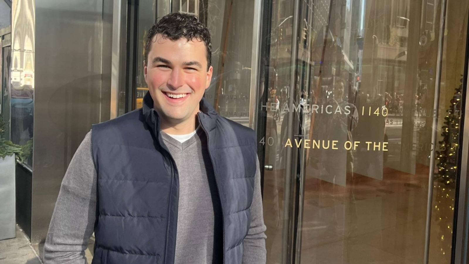 Ted Falvey, Catholic U '24, is a Business, Finance, and Entrepreneurship student from Newport, Rhode Island. He accepted a Business Analyst role at Clark Construction.