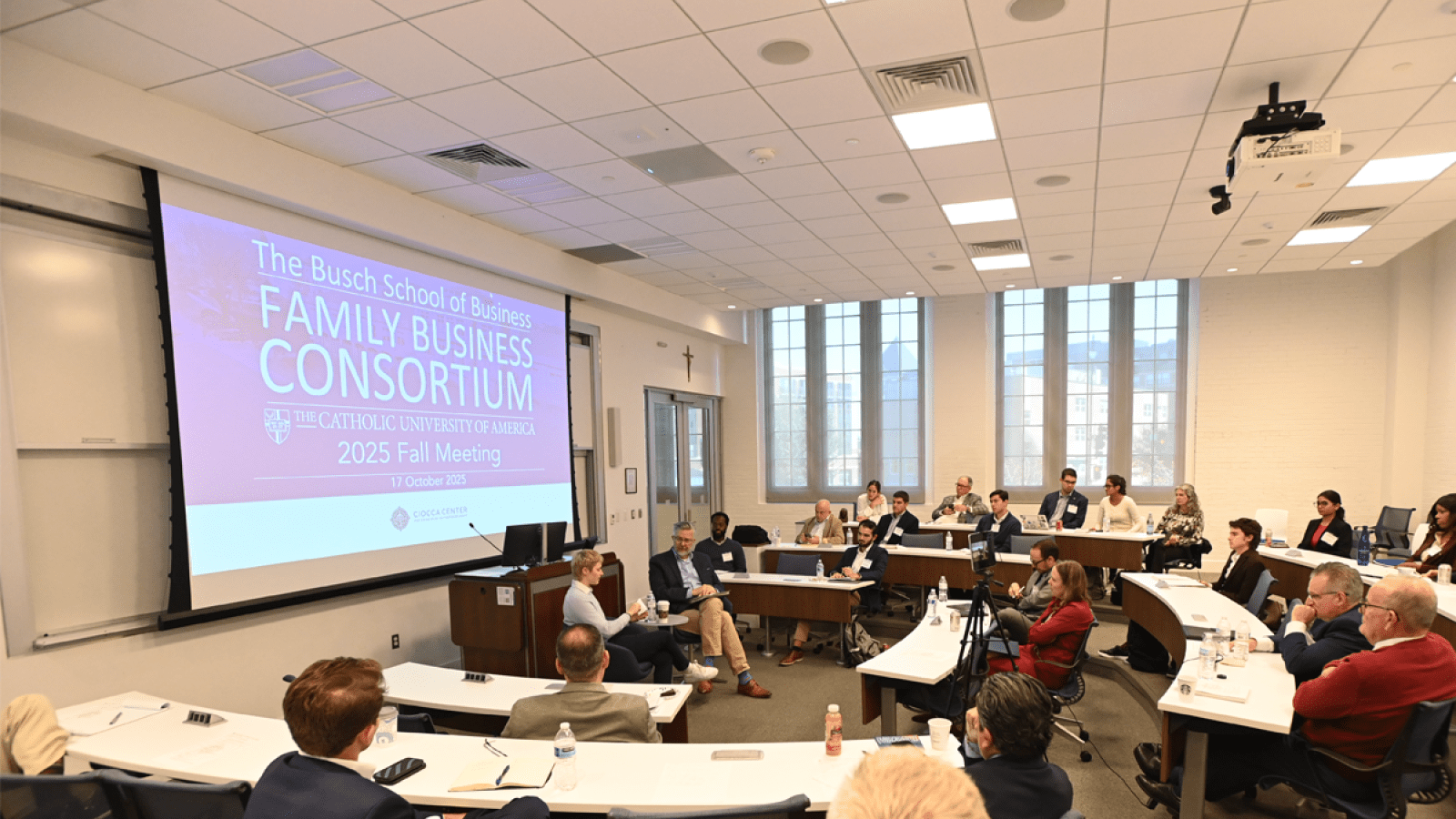 Family entrepreneurs, alumni, and local business leaders gathered at the Busch School for the Fall Family Business Consortium. The event brought together business owners, alumni, and community members to share insights and strengthen family enterprise leadership.