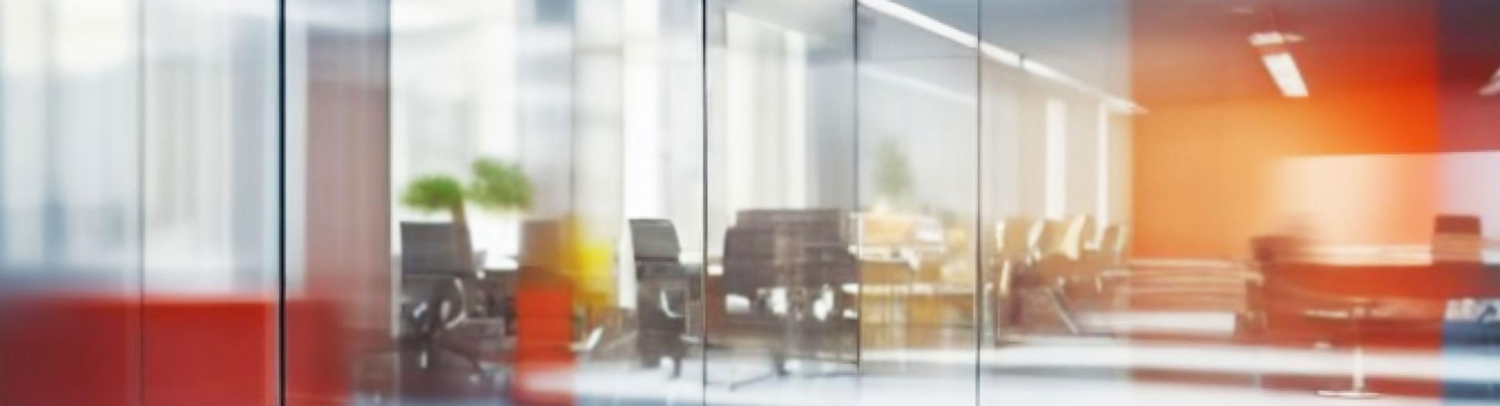 Ambient background of corporate office setting.