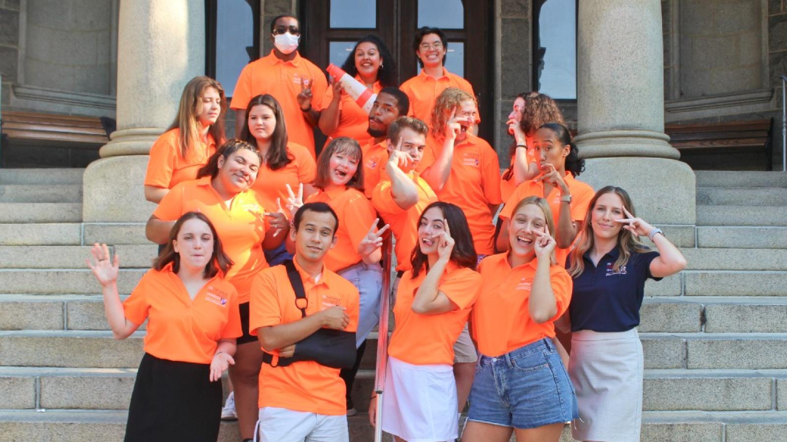 erin with other student staff members on campus