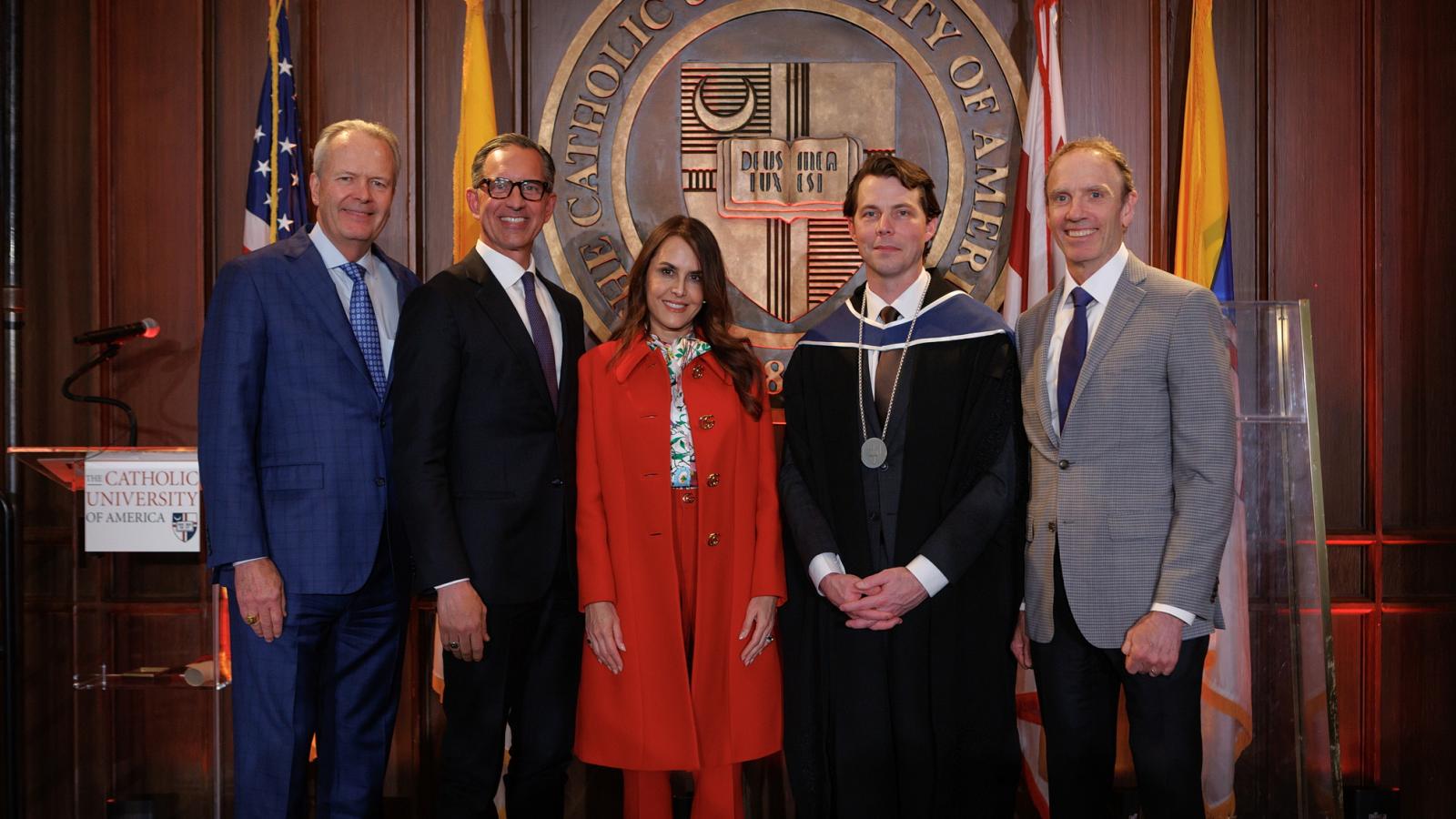 The Busch School of Business marked a historic milestone with the installation of Professor Nicholas Schmitz as the inaugural Trey and Nina Traviesa Endowed Chair in Finance.