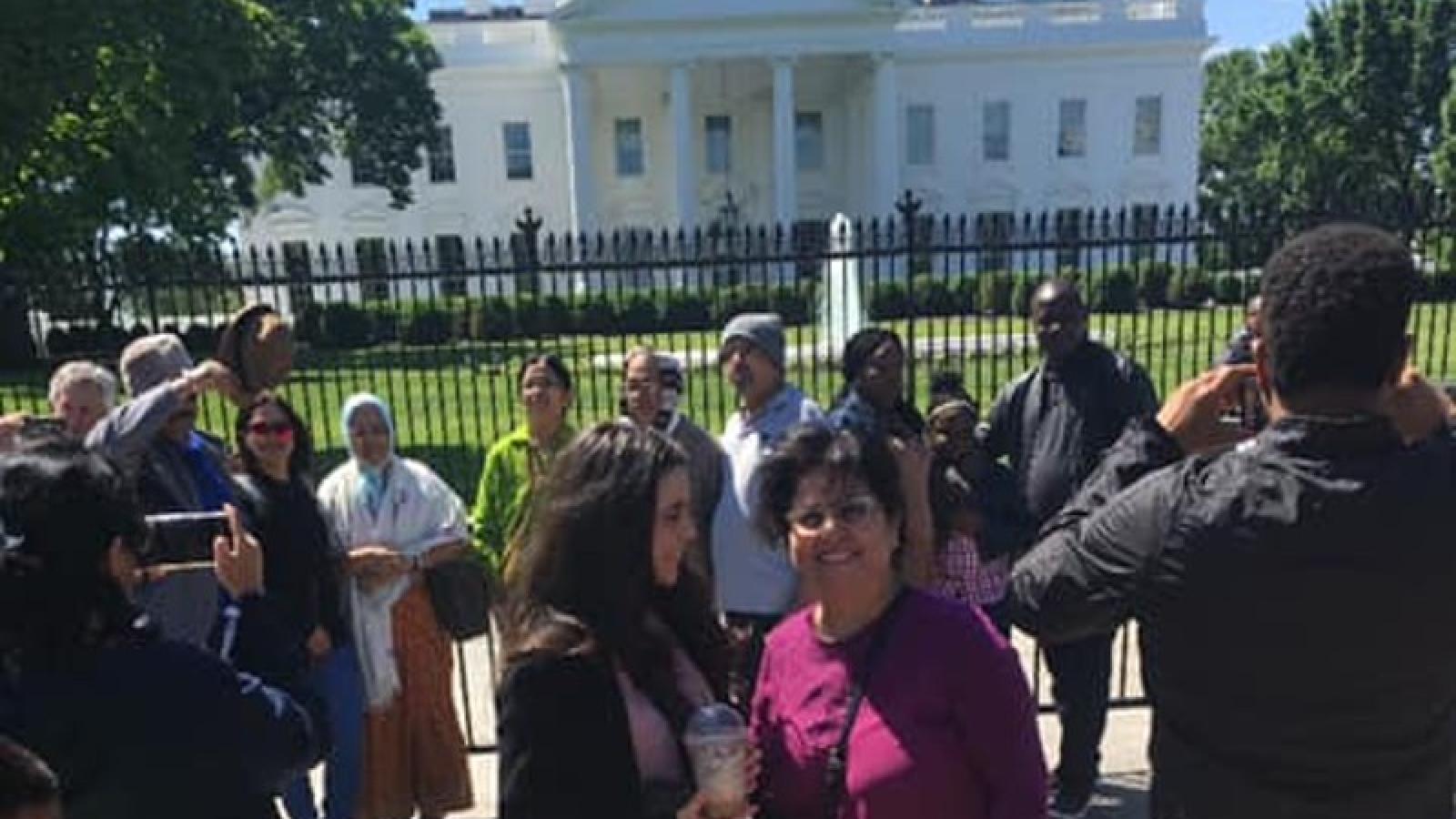 angela in front of the white house
