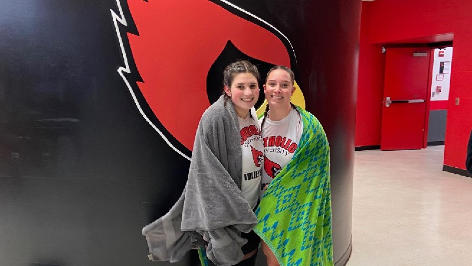 katie and a teammate in the DuFour center