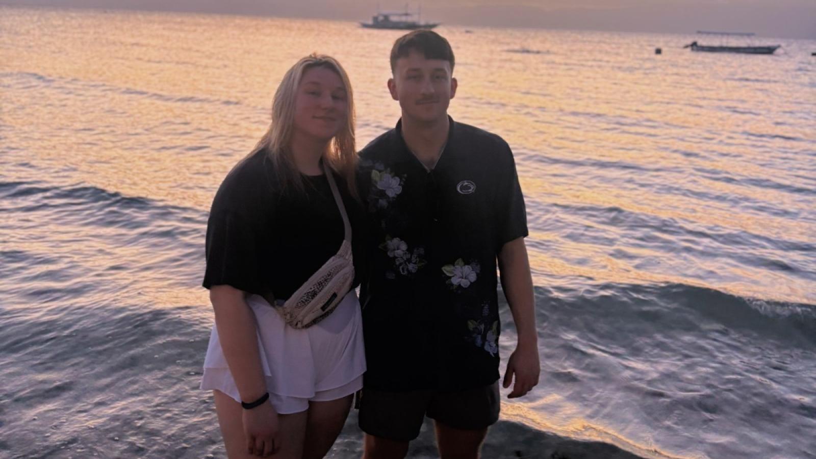 lauren with a friend at the beach