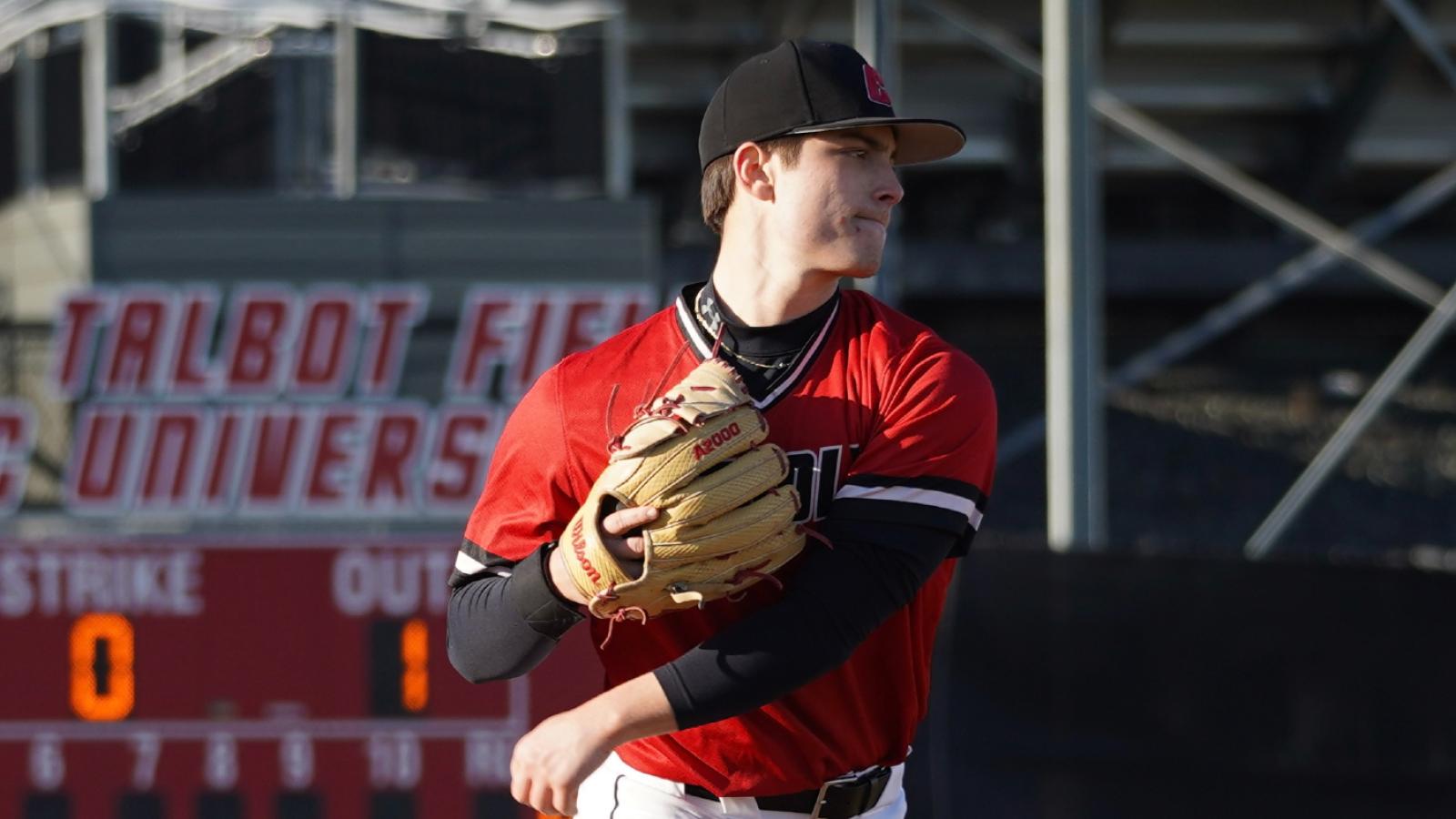 lucky playing baseball on the cua team