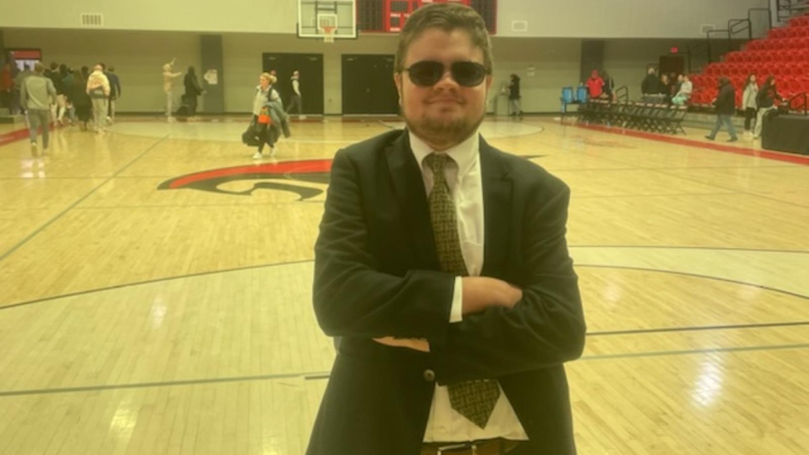nicolas on the CUA basketball court