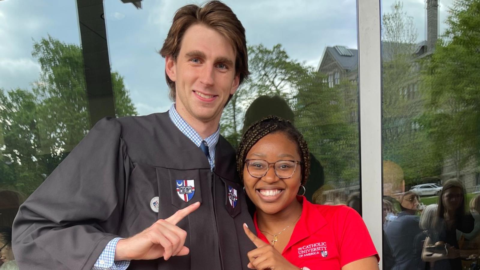 stephanie and a friend at graduation