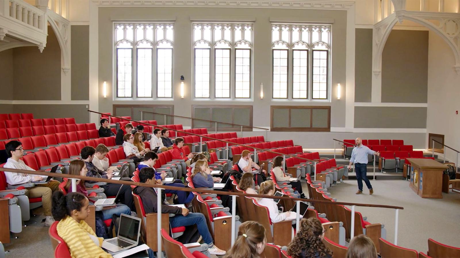 Auditorium class in Maloney Hall.