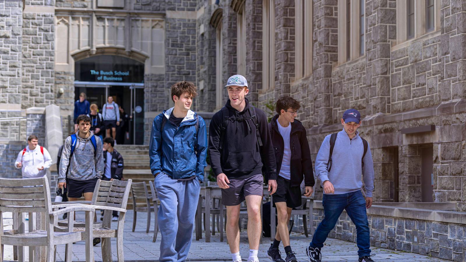 Students in the Busch School courtyard.