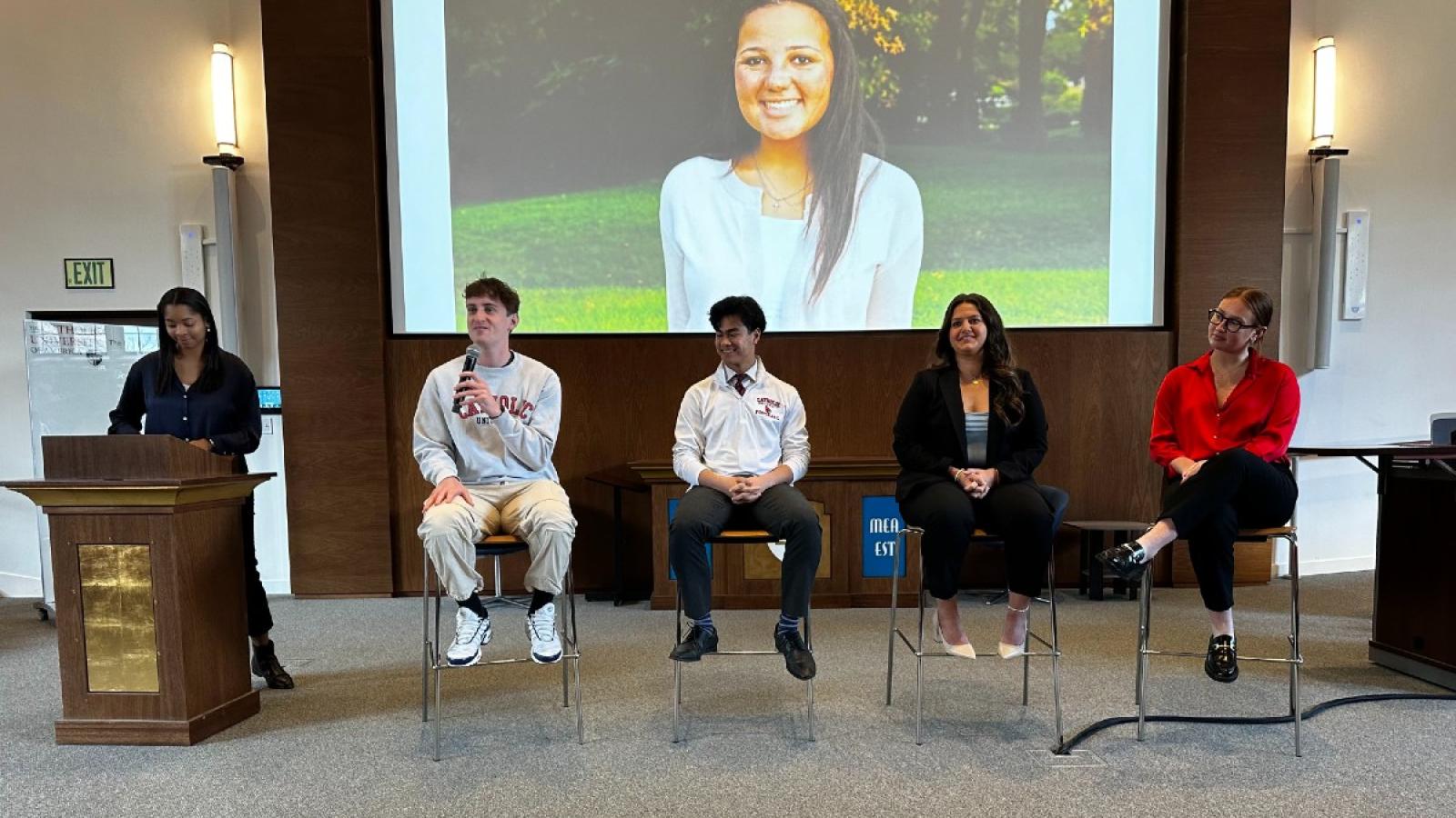 cate on a panel of busch school students