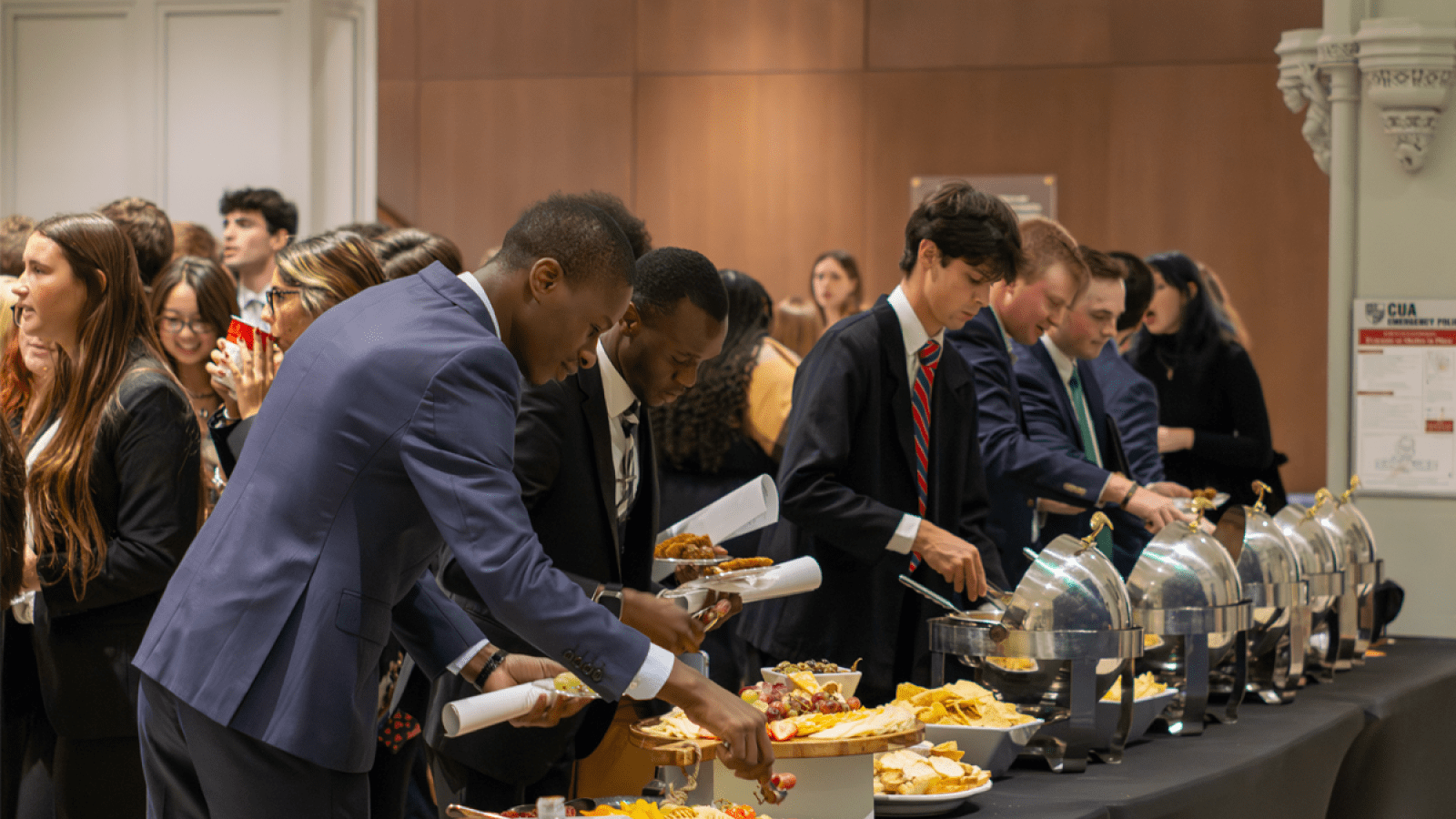Students enjoying a buffet at the Career Networking Night.