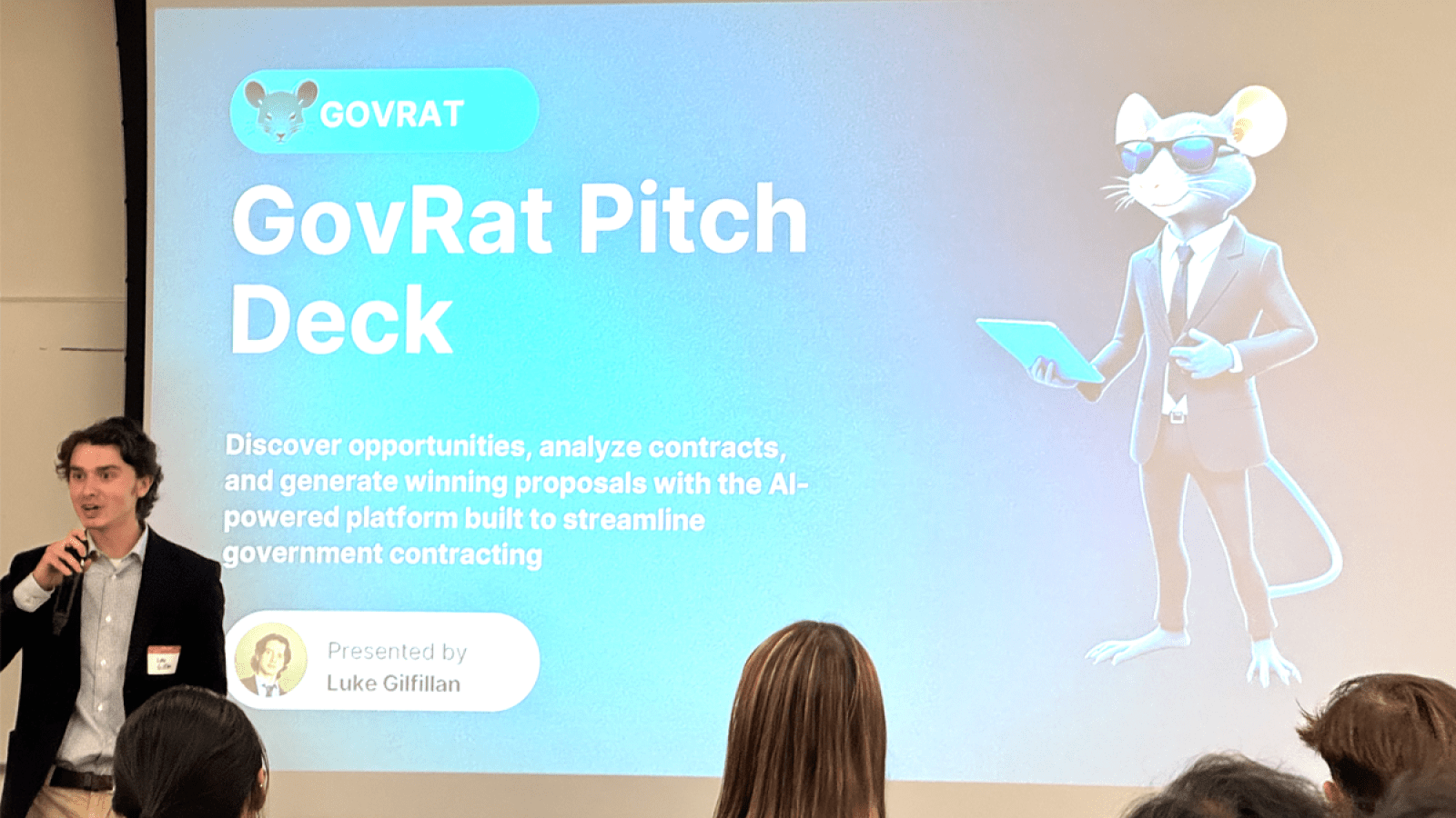 Luke with his presentation at the Pitch Competition.