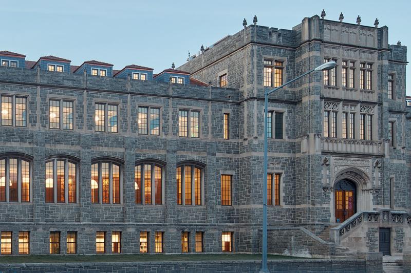 A full exterior view of Maloney Hall.