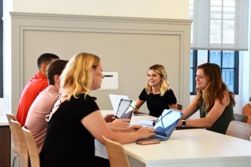 students collaborating in maloney hall