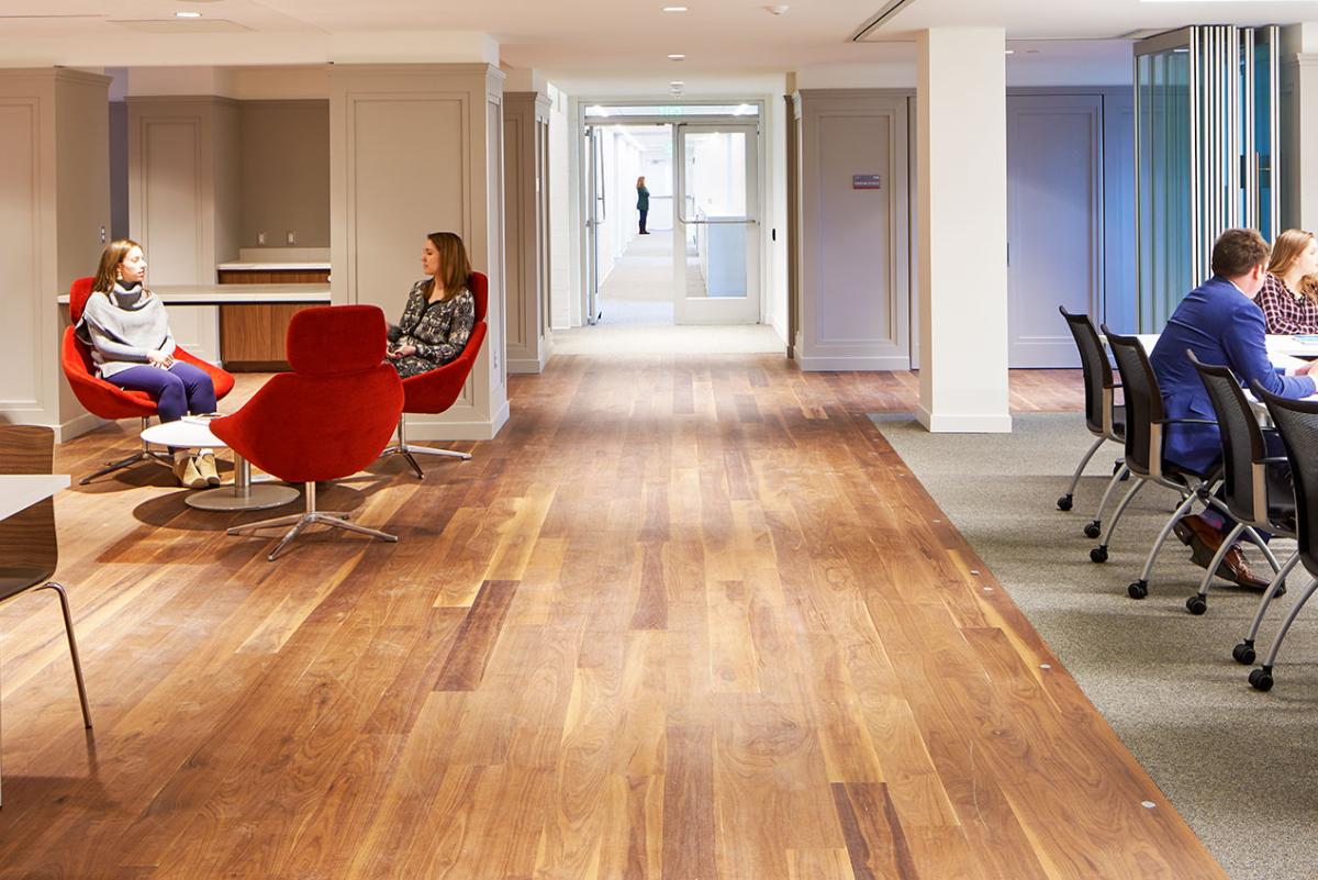 Central lounge space in Maloney Hall.