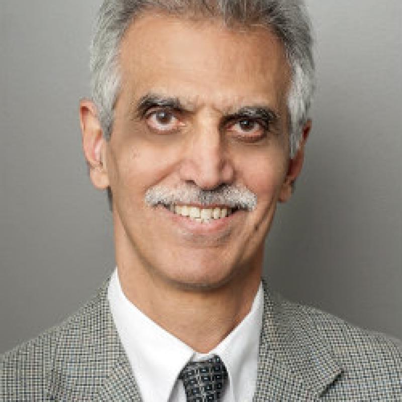 Photo of Reza Saidi. He is wearing a checkered suit jacket with a white shirt and a grey tie. He has salt and pepper hair and mustache.