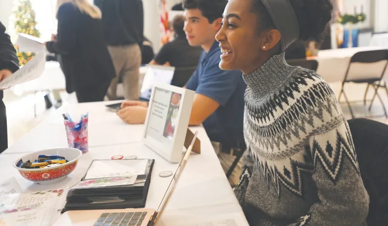 160 first-year students from the Busch School's Vocation of Business class presented their projects at the “Business As A Vocation” Trade Show