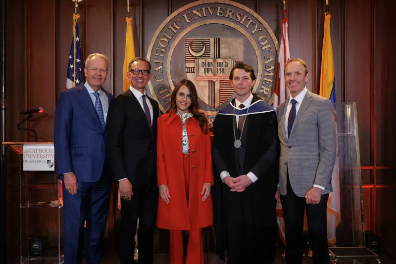 The Busch School of Business marked a historic milestone with the installation of Professor Nicholas Schmitz as the inaugural Trey and Nina Traviesa Endowed Chair in Finance.