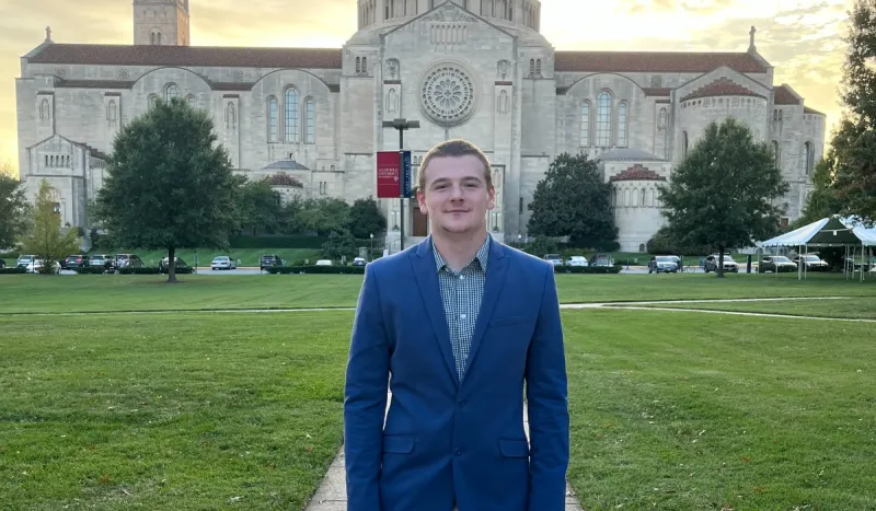 Jake Melady, Catholic U '24, is a marketing and sales student from Schnecksville, Pennsylvania. He accepted a Business Development Representative role at TEKsystems.