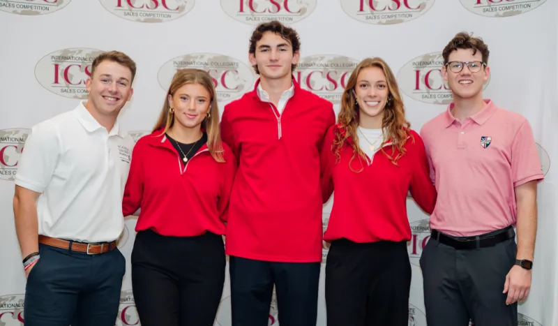 Four Sales Program students - Justin McCarthy, Madeline Kelly, Victor Rosado, and Brigid Murray - represented Catholic University in the International Collegiate Sales Competition in Orlando, Florida. This year’s team scored the highest of any Sales Competition Team in Busch School history, moving up one spot from last year to 28th overall in the International Competition. 