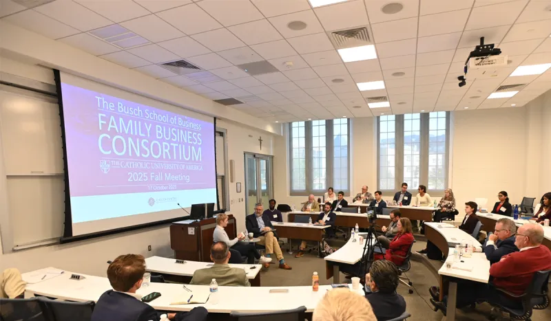 Family entrepreneurs, alumni, and local business leaders gathered at the Busch School for the Fall Family Business Consortium. The event brought together business owners, alumni, and community members to share insights and strengthen family enterprise leadership.