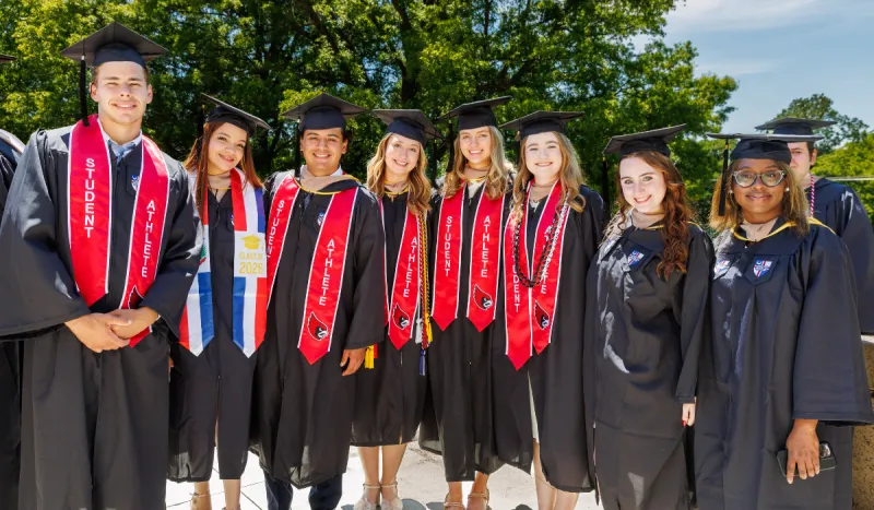 Students from The Busch School gathered together before Commencement.