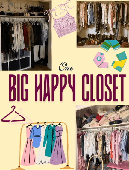 collage of different friends' closets
