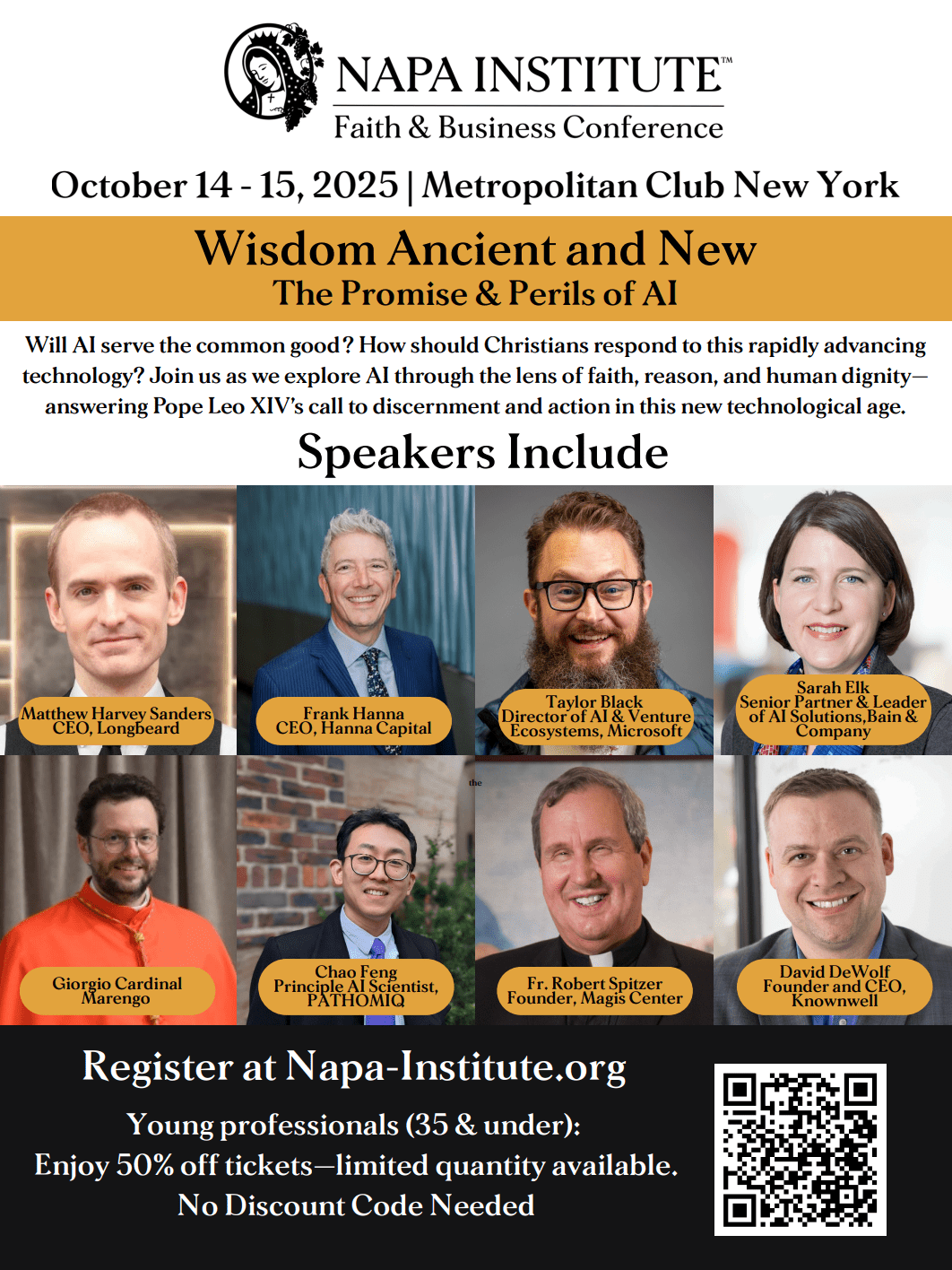 NAPA Institute flyer for the Faith and Business Conference.