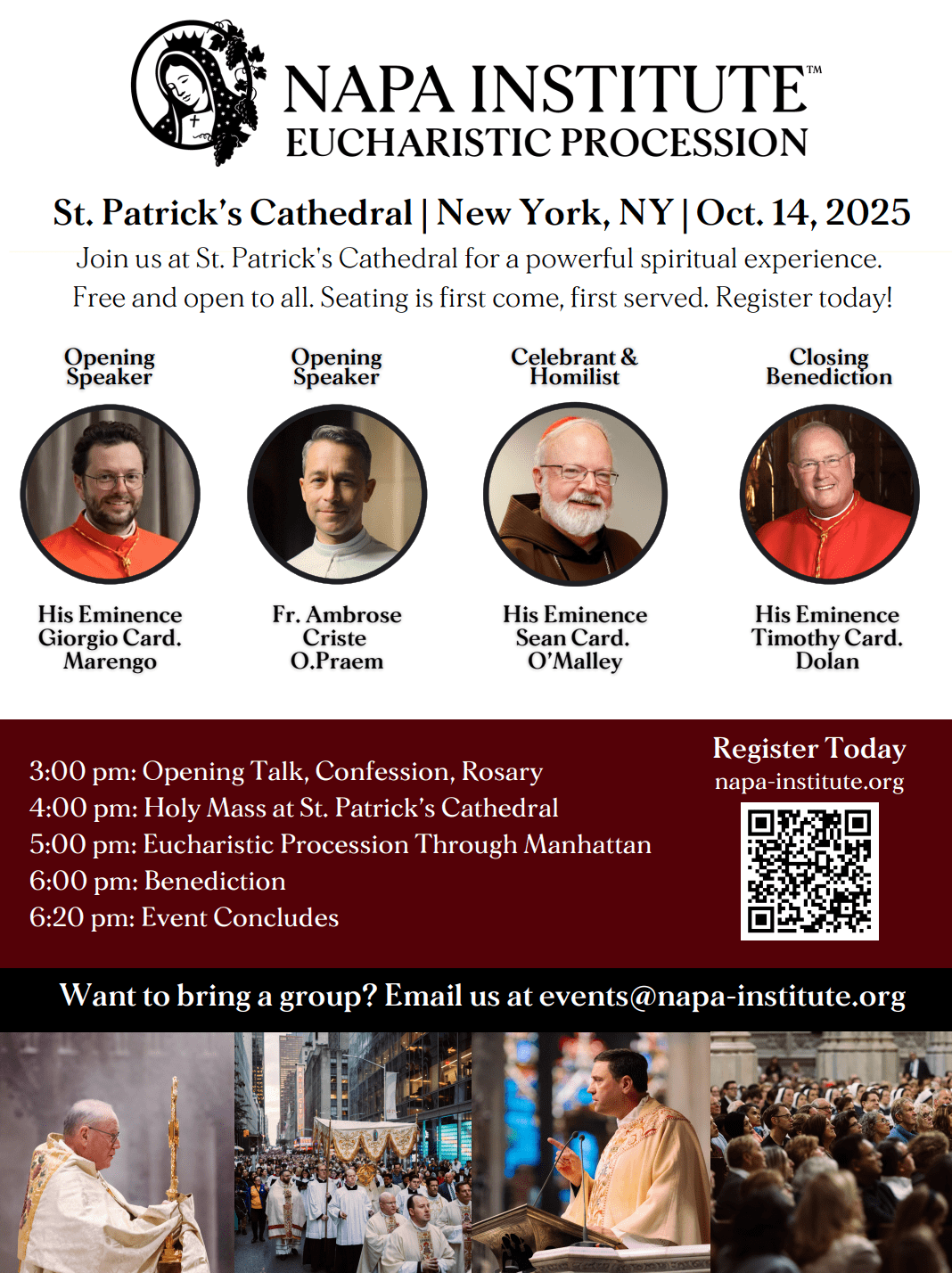Flyer for the Napa Institute Eucharistic Procession.
