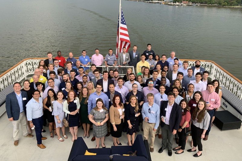 Alumni on networking boat cruise